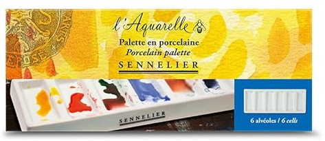 Palette - Peinture Aquarelle - Porcelaine - Blanc - 6 Compartiments - Sennelier