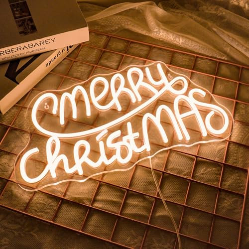 NOXET Merry Christmas Merry Christmas Neon Sign Warm White with Neon Signs Christmas Neon Sign Christmas Neon Sign for Christmas Party Bar Home Bedroom Playroom Neon Christmas Sign