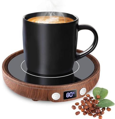 Calentador de Tazas,MQFORU Calentador de Tazas de café,Calentador de Tazas con 3 ajustes de Temperatura,Temporizador de 2-12H Apagado automático de 4 Horas Placa calentadora de Velas