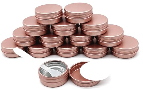 Wopanxye 15 Stück 15ml Aluminium-Metalldosen, Salben, 15g kleine Lotionsbehälter, Kosmetikdosen, DIY Lippenbalsam, Kerze, Körpercreme, Tee, Kunstbedarf Dosen, Kanister mit Deckel, 1/2 oz rund Reisen