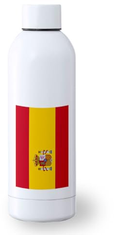MERCHANDMANIA BIDON 500 ML ACERO INOXIDABLE BANDERA ESPAÑA PAIS UNIDO orgullo español deporte deportivo botella senderismo