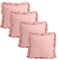 Highams Pack of 4 Cushion Covers Faux Linen Frill, Soft Luxurious Fabric Decorative Frill Design Pillowcases with Invisible Zipper For Sofa Bed Living Room, Blush-45x45cm