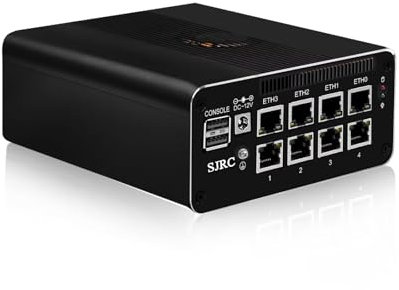 SJRC Mini PC 12th Gen N200, 8x 2.5GbE i226-V LAN Small Computer 32GB DDR5 RAM 2TB NVMe SSD, 3x 4K Display, Win 11 Pro, TF Slot, Mirco Firewall/Server for Home Office & Networking