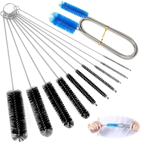 11 Pezzi Scovolino per Cannucce, Multiuso Bottiglia Spazzola di Pulizia, Nylon Tube Spazzole, Spazzole per Tubi per Acquari, per Pipa, Tastiera, Provetta, Bocca di Bollitore etc