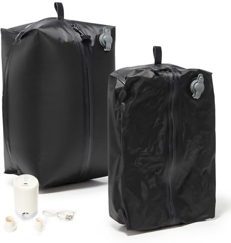 Bolsas al Vacío para Ropa con Bomba, Bolsas Compresoras Reutilizables para Viaje, Maleta y Mochila de Cabina, Impermeables IP67 con Airbag, Hombre y Mujer Negro