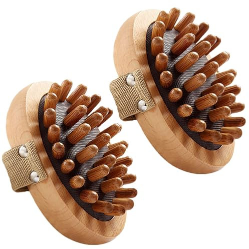 2 stück Natürliche Holz-Massagebürste gegen Cellulite – Körperbürste mit Luftkissen für Lymphdrainage, Anti-Cellulite-Massage, Entspannung & Wellness – Handmassagegerät aus Holz