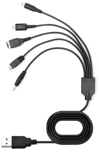 Cable cargador USB 5 en 1, compatible con consola Nintendo 3DS, New 3DS, 3DS XL, 2DS, DSi, DS Lite, PSP 1000 2000 3000, Wii U, GBA SP, cargador 3DS, cargador PSP, cargador Nintendo DS