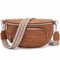 Rorimyth kleine bauchtasche damen Gelbbraun umhängetasche damen klein Veganes Leder gürteltasche handtasche crossbody bag