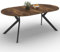 IDMarket - Esstisch, ausziehbar, rund, Alix, 4-10 Personen, Spinnenfuß, schwarz und Tischplatte aus dunklem Holz, 110 – 200 cm