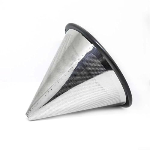 HomeVortex Reusable Stainless Steel Coffee Filter, 304 Single-Layer Fine-Pore Cone for Rich Extraction, Leak-Proof Portable Dripper for Travel Camping, Fits Most Mugs, for Easy to Clean, Silver