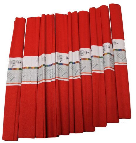 Idena 617138 - Krepppapier 10 Rollen 50 x 250 cm, vulkanrot