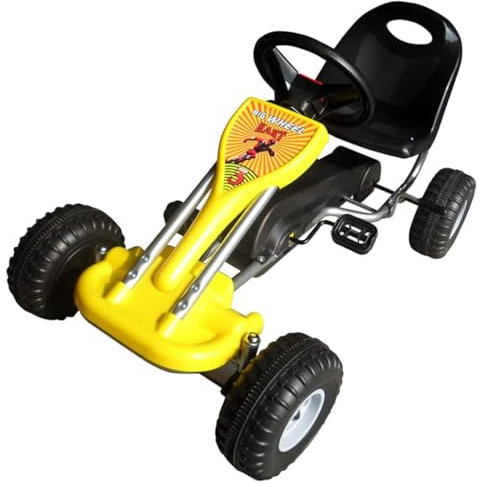vidaXL Pedal Gokart 89x52x51cm Gelb Kinderfahrzeug Tretauto Gokart Rennkart für Kinder (3-5 Jahre) Unisex