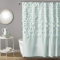Lush Decor Lucia Duschvorhang – Stoff, gerüscht, floral, strukturiert, Vintage-Chic, Bauernhaus-Design, 183 x 183 cm, Blau