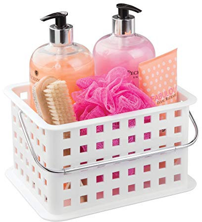 iDesign Basic Storage Basket, Small Plastic Bath Basket for Shower and Care Accessories, White