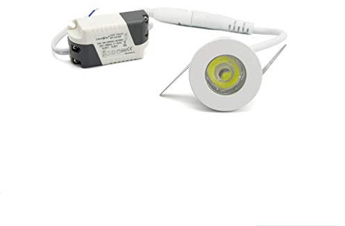 Mini LED Spot Einbauleuchte Klein Einbaustrahler Rahmen weiß rund 1 Watt inkl. Trafo Durchmesser 32 mm Kaltweiß