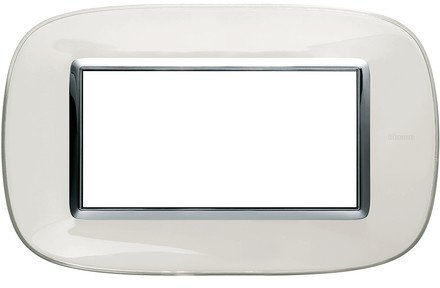 BTicino HB4804DB Axolute Placca Ovale, 4 Moduli, Bianco Liquido