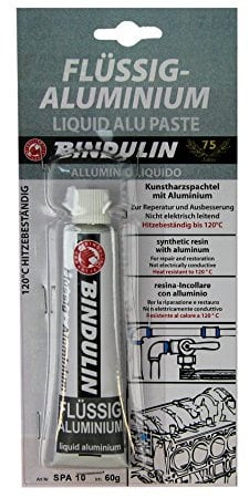 Flüssig Aluminium 60 g gebrauchsfertige Reparaturmasse aus Kunstharzspachtel mit Aluminium besonders geeignet für Auto KFZ Wassersport Marine Alu-Felgen Yacht Modellbau - Markenware von Bindulin