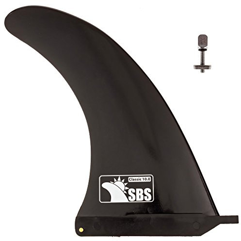 Santa Barbara Surfing 10 SUP & Surf Center Fin - No Tool Fin Screw - Black, Classic Template for Longboard, Surfboard & Paddleboard