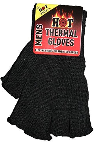 Jean Junction Mens Fingerless Thermal Gloves One Size Fits All Mixed Colours (Black)
