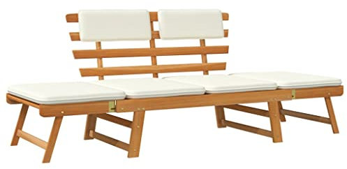 vidaXL Outdoor Sonnenliege/Gartenbank Massives Akazienholz 190 x 66 75 cm