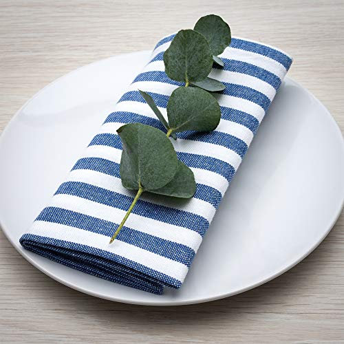 FILU Servietten 4er Pack Blau/Weiß gestreift (Farbe und Design wählbar) 45 x 45 cm - Stoffserviette aus 100% Baumwolle im skandinavischen Landhausstil