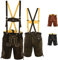 German Wear Kurze Trachtenlederhose Lederhosen mit Hosenträger (DE/NL/SE/PL, Numerisch, 50, Regular, Kurz, Dunkelbraun)