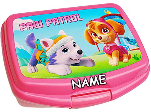 alles-meine.de GmbH Lunchbox/Brotdose - Paw Patrol - Hunde - inkl. Name - BPA frei - Brotbüchse Küche Essen - Vesperdose - Brotzeitdose - für Mädchen - Vesperbrotdose - Sch..