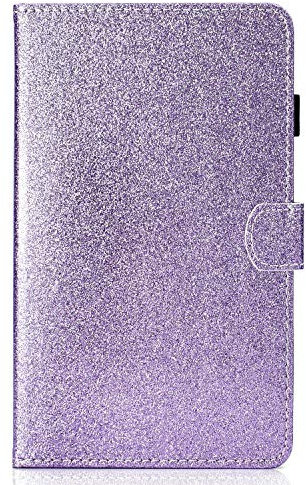 Funda Huawei Mediapad T3 7 WiFi, Folio Case Carcasa Brillante Brillo Cubierta de Protectora con Lápiz Titular y Ranura para Tarjetas para Huawei Mediapad T3 Tableta de 7 WiFi BG2-W09, Púrpura