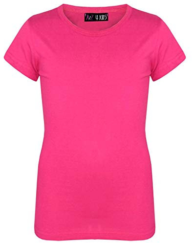 A2Z 4 Kids Girls T Shirts Cotton Plain Tie Dye Short Sleeves T Shirts Top Soft Feel Trendy - Girls T Shirt Pink 13