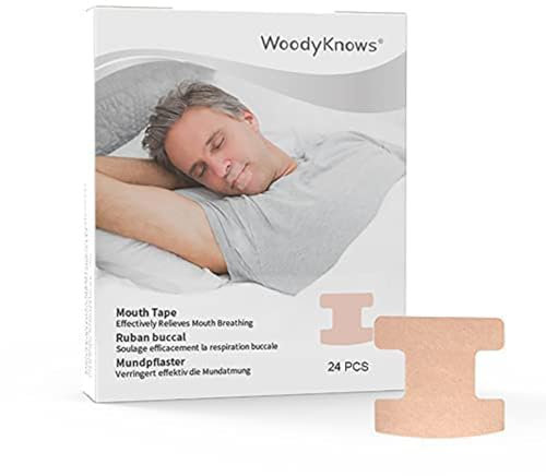 WoodyKnows Mundband, Anti-Schnarch-Mundstreifen für tiefen Schlaf, Entwicklung der Gewohnheit der Nasenatmung, Beibehaltung der natürlichen Gesichtsform (Mittlere Stärke, Originalmodell, 24 Stück)