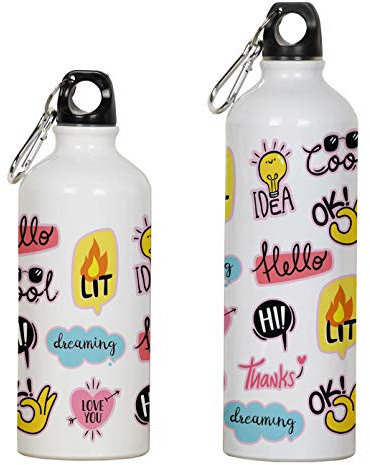 Printtoo Aluminium Sportflasche Gekritzel Reiseflasche Mit Karabinerhaken Bedrucken 750ml/25.3oz