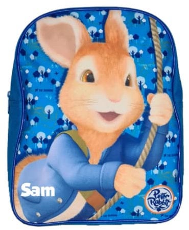 Peter Rabbit Forest Officially Licensed Backpack- Plain/Personalised School Kids Quality Product Stitching Padded Shoulder Straps Tension Resistant 100% Polyester (Personalised)