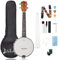 Mulucky Ukulele banjo a 4 corde, in legno di sapele da 58,4 cm, con testa Remo e corde in nylon, kit da viaggio marrone scuro (borsa, accordatore, plettri) – BU8017