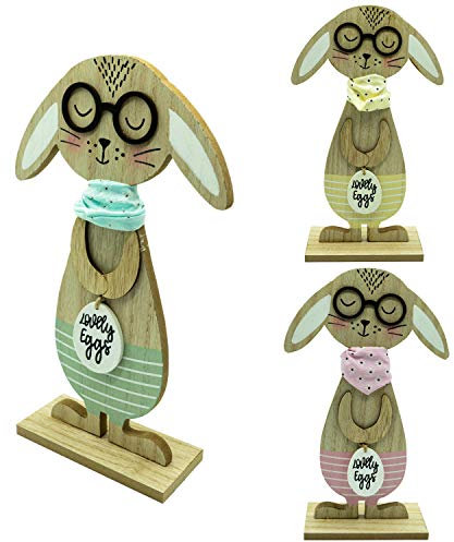 schenken-24 Deko/Ostern/Ostereier/Osterhasen/Auswahl/Osternest, Auswahl :3er Set groß- Hasen mit Brille