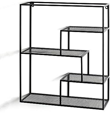 HAKU Möbel Wandregal schwarz, Metall - Maße: B 50 cm x H 60 cm x T 18 cm, Style: Modern