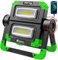 AWELTEC Rechargeable LED Work Light - 2 COB 2000 Lumens 360° Foldable Flood Work Light for Outdoor Camping, Emergency Car Repairing and Job Site Lighting (Green)