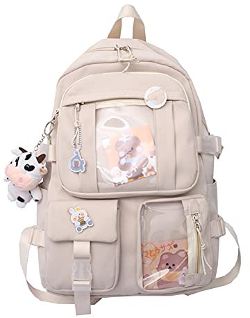 DKIIL NOIYB Kawaii Backpack with Kawaii Pin and Accessories Cute Kawaii Backpack Large Capacity Japanese School Bag JK Anime Shoulder Bag for Cosplay Crossbody Bag 44 * 31 * 14cm