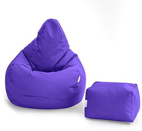 Loft 25 sitzsack mit Fußhocker – Gaming sitzsack mit füllung, Komfortabler Bean Bag, Wasserabweisend sitzsack Erwachsene mit hohem Rücken,Bean Bag Chair (Ultra Violet,Sitzsack+Fußhocker)