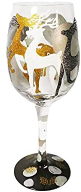 ZHANGWING Coffe Mug Wine Glass Santa Claus Unicorn Cup Painted Glass Crystal Wine Glass Goblet (Capacity : 401-500ml, Color : Reindeer 500ml)