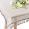 Gartentischdecke mit Fransen | Beige - Eckig - 130x160cm | Weichschaum-Tischdecke | Schaumdecke | Klassik-Outdoor-Decke | rutschfest | wetterbeständig