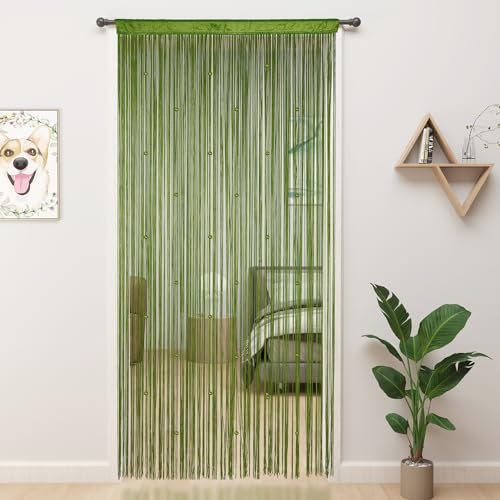 YIIBAII Rideau à Perles pour Porte, décoration à Suspendre et cloisons, Rideaux de Placard (Vert, 99,1 x 200,7 cm)