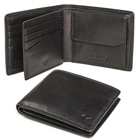 Lavalen Portefeuille Homme Cuir Veritable - Portefeuilles et Porte-Cartes - Porte Carte avec RFID - Porte Monnaie Homme Cuir Grande Capacite - Portecarte Bancaire - Idee Cadeau Original- Noir