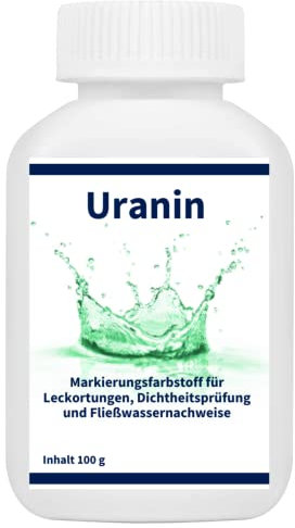 Uranin 1x 100g Markierungsfarbstoff - Leckortung, Leckageortung - Dichtheitsprüfung - Wasserfärbemittel - Färbemittel - Pulver - Fluorescein (1er Pack)