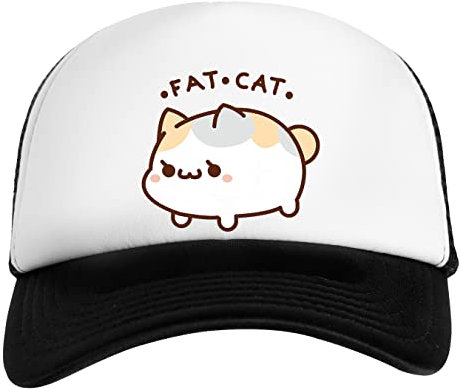 Fat Cat Weiß Schwarz Unisex Kinder Baseball Cap Kids White Black