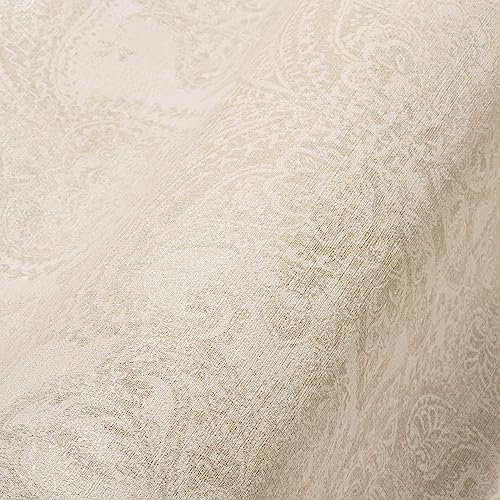 Livingwalls Travel Styles Non-Woven Wallpaper, Vintage Wallpaper in White and Cream, Oriental Wallpaper for Various Rooms, 10.05 m x 0.53 m