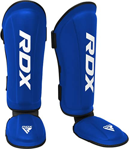 RDX Espinilleras Kick Boxing Muay Thai, Aprobado por SMMAF, Maya Hide Cuero Espinilla Empeine Protección, MMA Shin Pierna Guardia para Sparring Boxeo BJJ Kárate Entrenamiento Protector