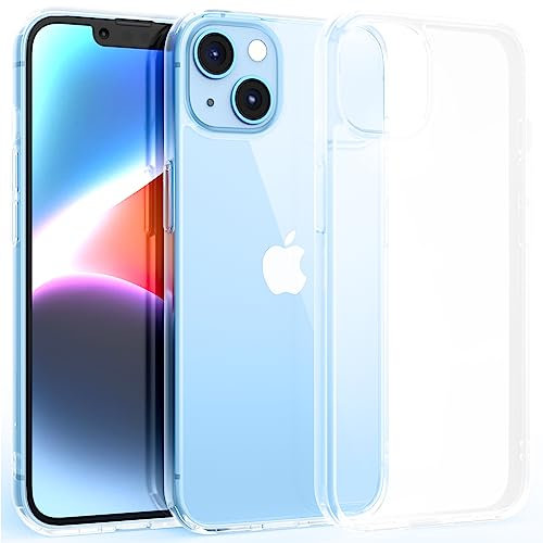 Supdeal Shockproof Clear Case for iPhone 14, [Not Yellowing] [10FT Military Drop Protection] Hard Clear Back Four Corner Airbags Drop Protection Phone Cover, 6.1 inch, Transparent