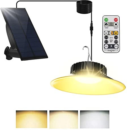 T-SUNUS Solar Hängelampen für Außen mit Fernbedienung, Solarlampen für Außen Hängend 3 Farbtemperatur Solarlampe hängend für Außen IP65 Wasserdicht für Garten Balkon Terrasse