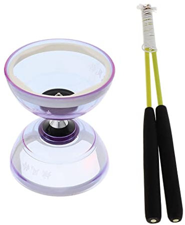 pistro Yoyo Diabolo chinois à triple roulement avec bâtons en carbone et cordes Violet 12,7 cm