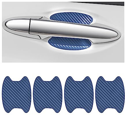 CGEAMDY 4PCS Exterior Car Stickers, Carbon Fiber Protection Film für Autofolie, Kratzfeste Schutzfolie, Universal Fit für die meisten Fahrzeuge (Blau)